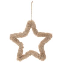 Itens Enfeite decorativo em forma de estrela, em pele sintética, para pendurar, 30 cm, conjunto de 3 peças.