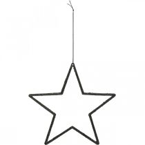 Itens Decoração de Natal pingente estrela preto glitter 17,5 cm 9 unidades