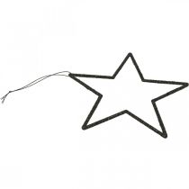 Itens Decoração de Natal pingente estrela preto glitter 17,5 cm 9 unidades