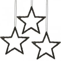 Itens Pingente de estrela de decoração de natal glitter preto 7,5cm 40p