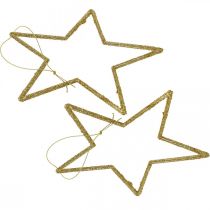 Itens Pingente de estrela de decoração de natal glitter dourado 12cm 12uds
