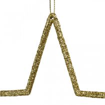 Pingente de estrela de decoração de natal glitter dourado 17,5cm 9uds