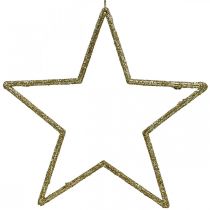 Itens Pingente de estrela de decoração de natal glitter dourado 17,5cm 9uds