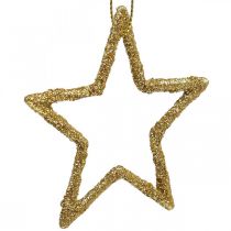 Pingente de estrela de decoração de natal glitter dourado 7,5cm 40p