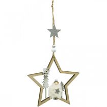 Cabide decorativo de madeira estrela de decoração de natal Ø13,5cm 4uds