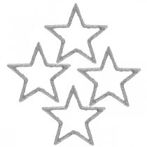 Dispersão decoração estrelas de natal purpurina prata Ø4cm 120p
