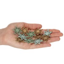 Itens Conjunto de 72 peças de enfeites de madeira em formato de estrela para decoração de mesa e artesanato, 3 cm de diâmetro.