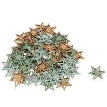 Itens Conjunto de 72 peças de enfeites de madeira em formato de estrela para decoração de mesa e artesanato, 3 cm de diâmetro.