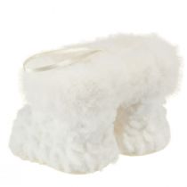 Itens Botas com botas de pele decoração de árvore de Natal brancas 7cm 2 unidades