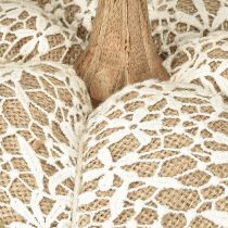 Itens Decoração de abóbora em tecido, renda de juta, branco/bege, decoração vintage Ø18cm