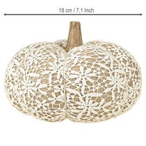 Itens Decoração de abóbora em tecido, renda de juta, branco/bege, decoração vintage Ø18cm