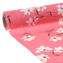 Tecido decorativo com flores rosa 30cm x 3m