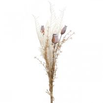 Cápsulas de papoula deco flores secas creme de samambaia artificial 63cm