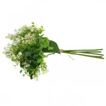 Itens Buquê decorativo de flores artificiais, verde e branco, 36 cm de comprimento, decoração de flores artificiais para mesa, vaso e peitoril da janela, eucalipto e flores.