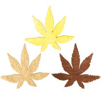 Itens Decoração dispersa folhas amarelas, marrons, platina sortidas 4cm 72 un