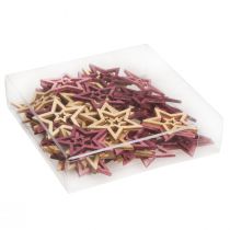 Itens Decoração dispersa estrelas de madeira em rosa baga natural Ø4cm 72 un
