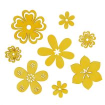 Flor de madeira espalhada amarela 2cm - 4cm 96p