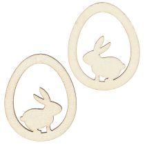 Itens Decorações de Páscoa para artesanato, ovo de coelho, madeira natural, 4 cm, 72 peças