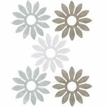 Espalhe a flor deco marrom, cinza claro, flores de madeira brancas para espalhar 144St