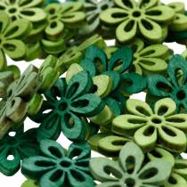 Polvilhe flores decorativas em verde, verde claro, flores de madeira de hortelã para salpicar 144p
