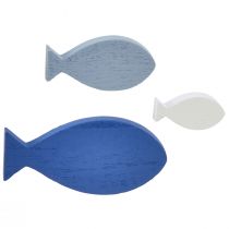 Itens Decoração dispersa decoração em madeira peixe azul branco marítimo 3–8 cm 24 unidades