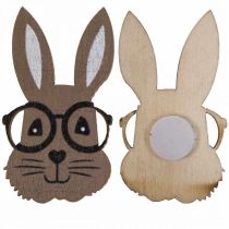 Decoração espalhada coelho de madeira com óculos castanho branco 2,5×4,5cm 48p