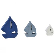 Itens Decoração dispersa decoração de veleiro de madeira azul branco 2 cm – 6 cm 24 unidades