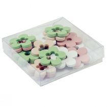 Itens Decoração dispersa flores de madeira decoração de mesa colorida 2 motivos Ø3cm 24 un