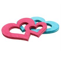 Corações de madeira espalhados variados 3cm x 4cm 72pcs