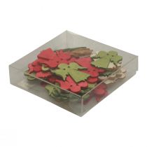Itens Decoração dispersa de Natal anjo de madeira vermelho verde natural 5x3,5cm 48 un