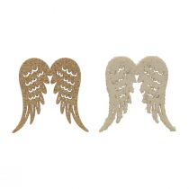 Decoração dispersa de Natal asas de anjo de madeira glitter 3×4cm 72p