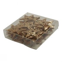 Itens Decoração dispersa estrelas de madeira de Natal glitter dourado natural 5 cm 72 unidades