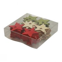 Itens Decoração dispersa de Natal estrelas de madeira vermelho natural verde 5 cm 72 unidades