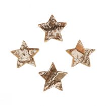 Itens Decoração dispersa de estrelas de madeira de Natal com casca branqueada Ø5cm 12 unidades