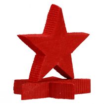 Decoração dispersa estrelas de Natal estrelas vermelhas de madeira Ø5,5cm 12 unidades