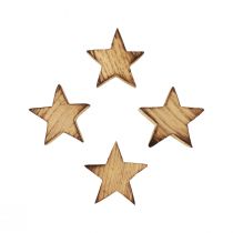 Decoração dispersa estrelas de Natal estrelas de madeira flamejadas Ø4cm 24 unidades
