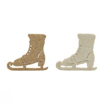 Itens Decoração dispersa de inverno madeira skate glitter 4x3,5cm 72p