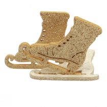 Itens Decoração dispersa de inverno madeira skate glitter 4x3,5cm 72p