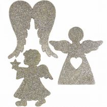 Itens Dispersão decoração de anjo de natal glitter dourado H8cm 24uds