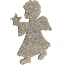 Itens Dispersão decoração de anjo de natal glitter dourado H8cm 24uds