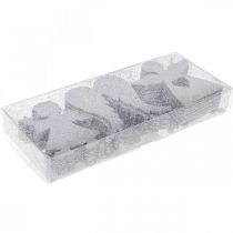 Itens Decoração dispersa decoração de anjo de natal brilho prateado Alt.8cm 24 unidades