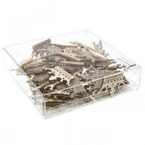 Itens Coroa de decoração dispersa Natal madeira glitter B4cm 72 un