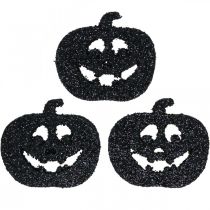Decoração de dispersão decoração de abóbora de Halloween 4cm preto, glitter 72pcs