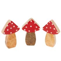 Itens Conjunto de 8 peças de cogumelos decorativos de madeira para mesa e presentes, 6 cm de diâmetro.