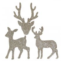 Itens Dispersão decoração natal veado glitter ouro 6×8cm 24p