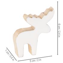 Itens Figura decorativa de alce de madeira, em pé, para decoração natalina, 6 cm, 8 peças