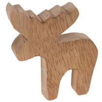 Itens Figura decorativa de alce de madeira, em pé, para decoração natalina, 6 cm, 8 peças