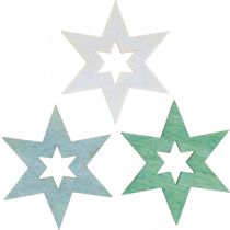Itens Estrelas de madeira granulado Natal Verde H4cm 72p