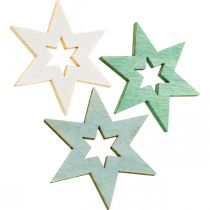 Itens Estrelas de madeira granulado Natal Verde H4cm 72p