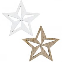 Estrelas de madeira deco granulado natalino branco/natureza 3.5cm 48p